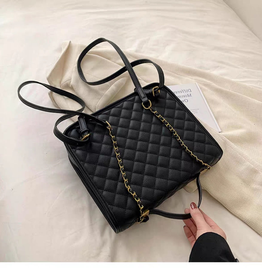 Thumbnail: Quilted Leather Square Versatile Backpack