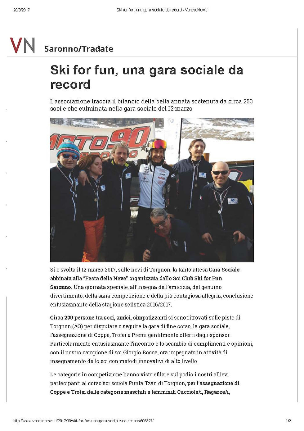 Ski for fun, una gara sociale da record - VareseNews_Pagina_1