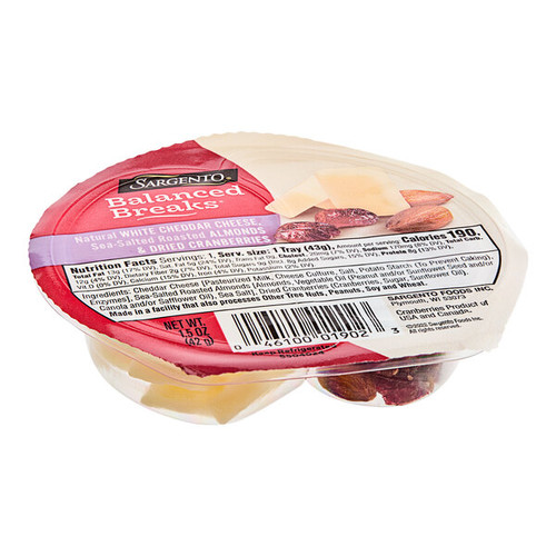 Sargento Balanced Breaks Snack Pack With White Cheddar Almonds And