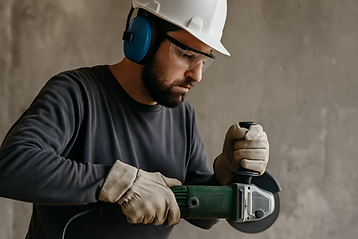 Man Using Angle Grinder