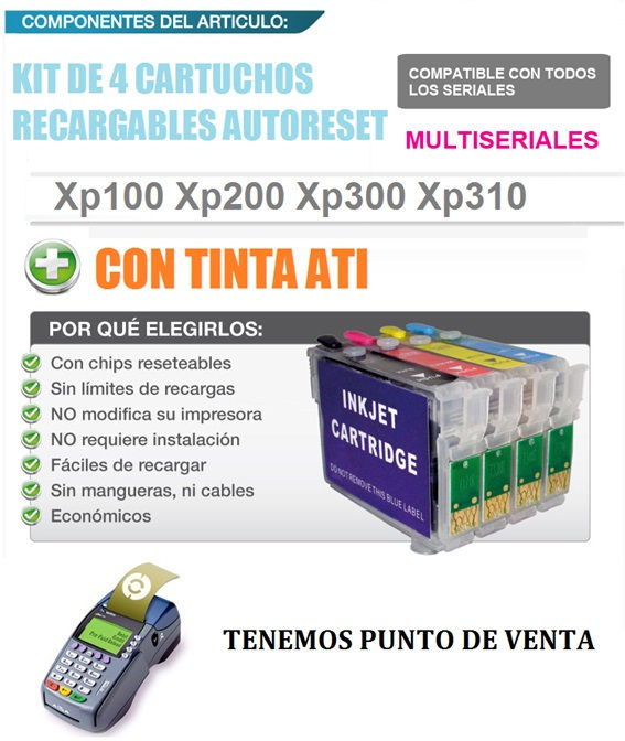 Kit 4 Cartuchos Recargable Xp-310 Xp-410 Cart. 200