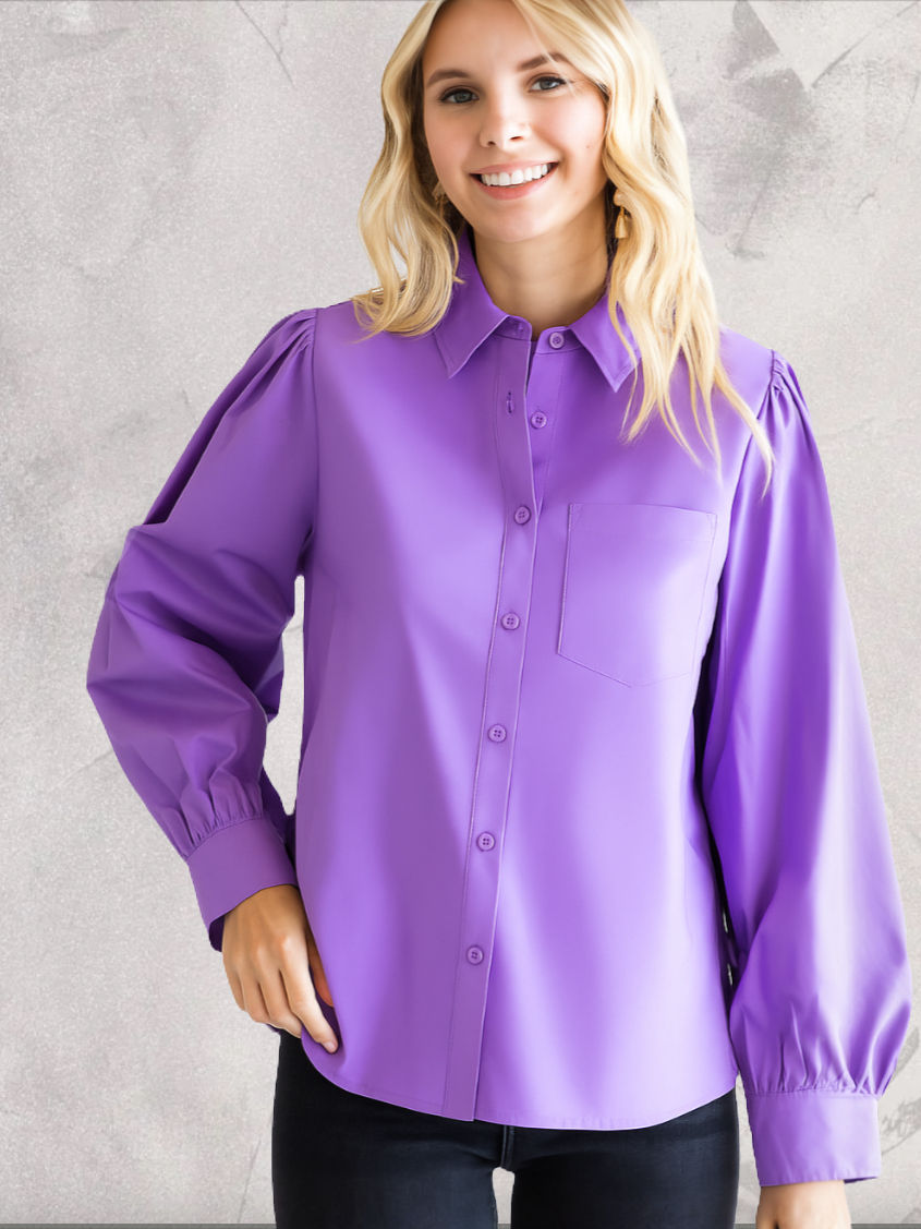Purple Button Down Blouse