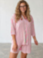 Pink striped two-piece outfit