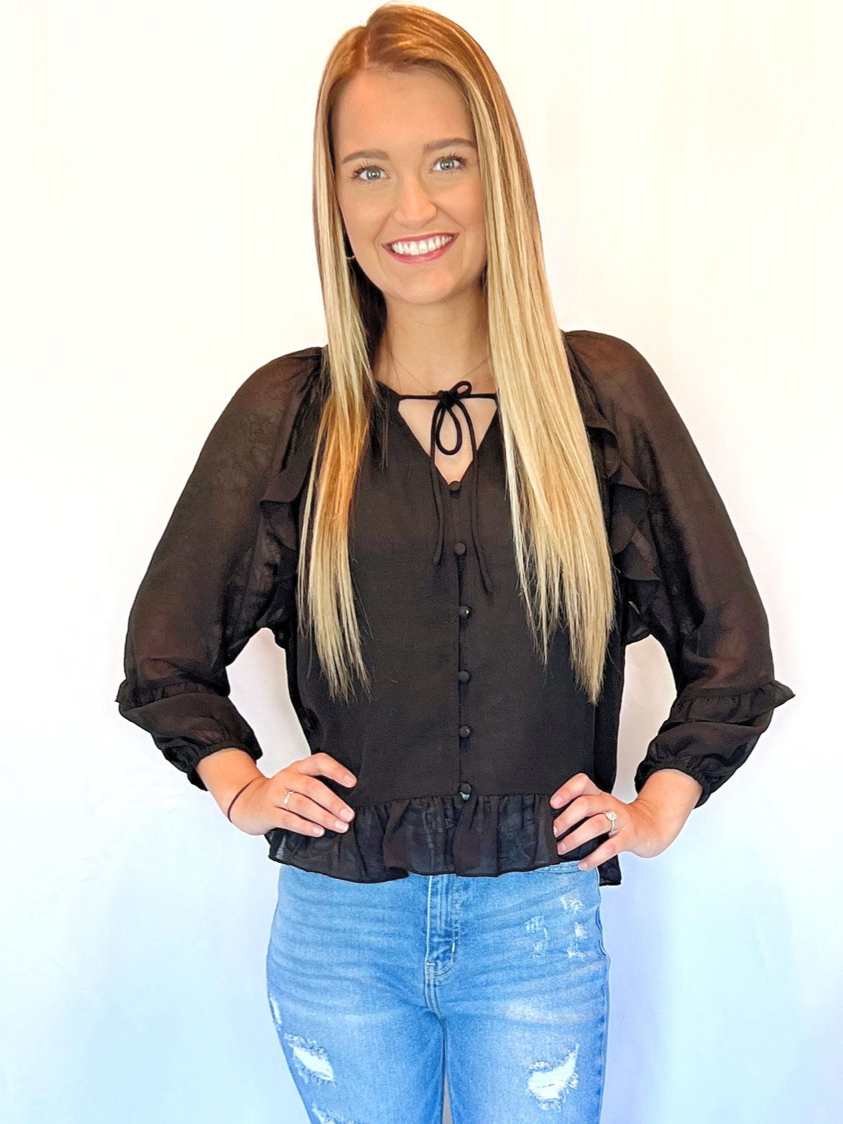 Ruffle Blouse in Black