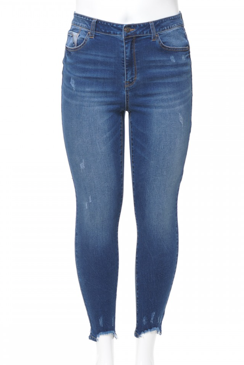 Thumbnail: Blue denim jeans on display, stylish clothing for everyday wear.