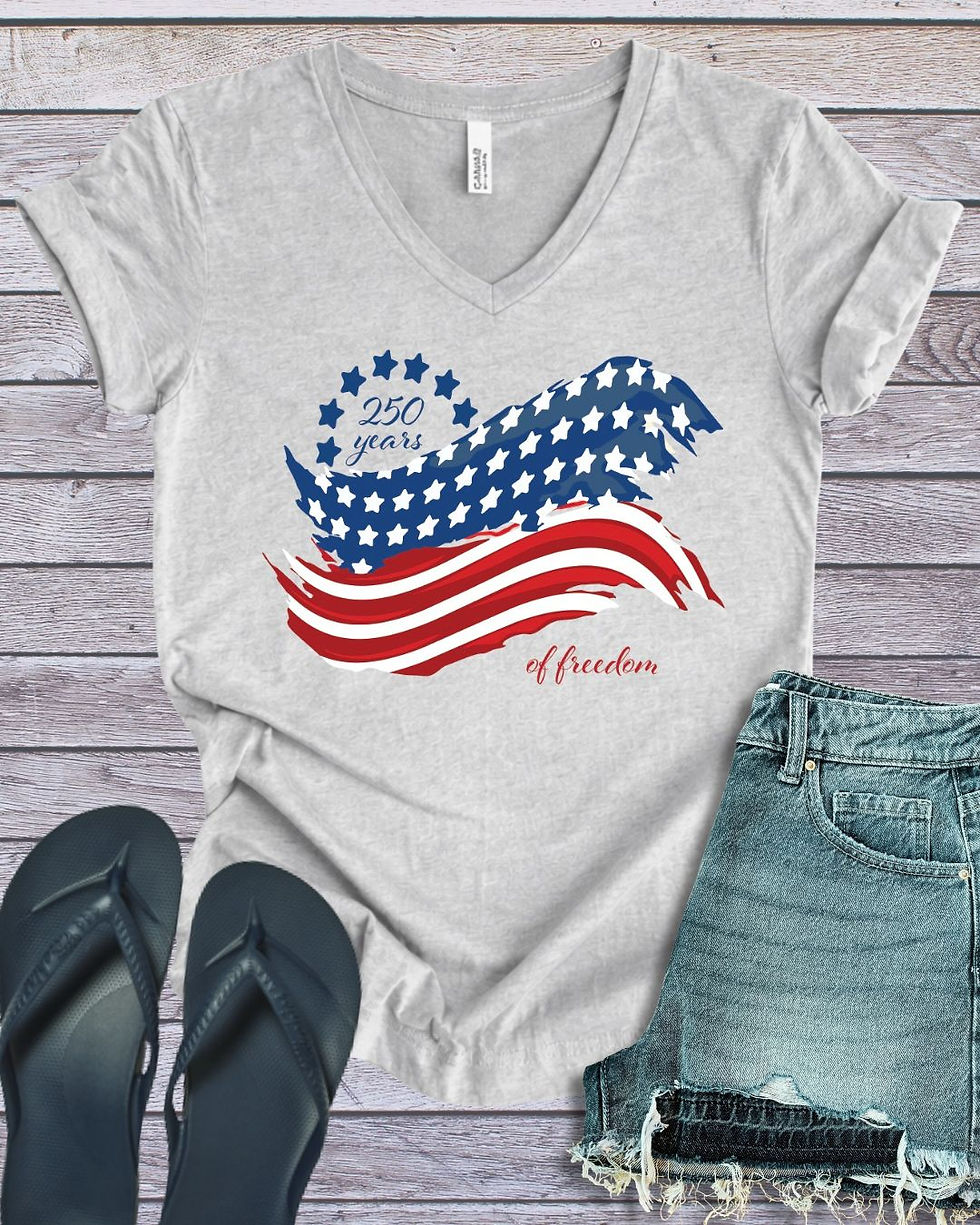 Light grey tee with 250 years America graphic