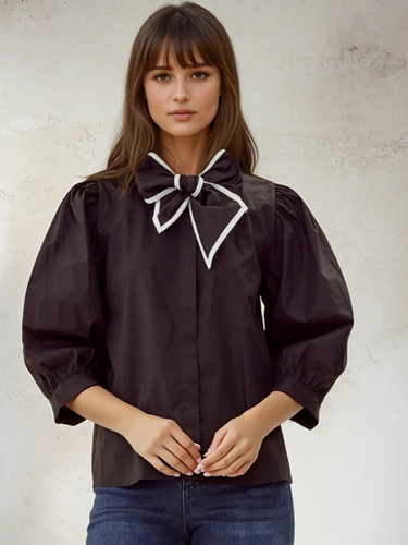 Black Bowtie Blouse | Laughing Crow & Crew