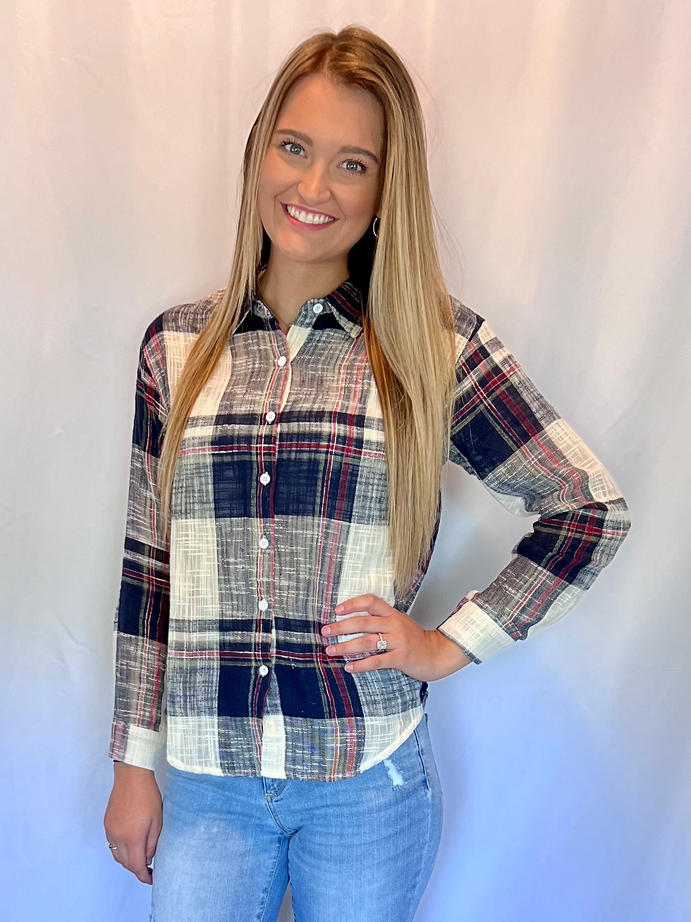 Lightweight Navy Plaid Shirt