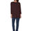 Thumbnail: Woman in burgundy shirt and jeans, standing, rear view on white background.