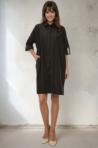 black tunic dresses Black Long Sleeve Tunic Dress S/4