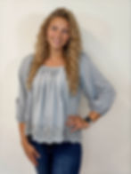 Blouse in light blue with delicate embroidery, a relaxed peasant fit