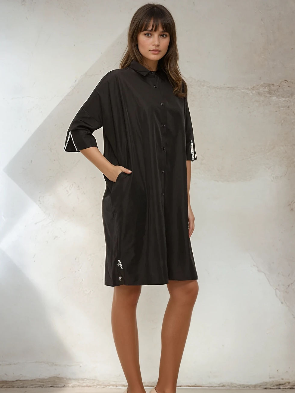 Thumbnail: Relaxed fit tunic dress made from lightweight, wrinkle-resistant parachute fabric