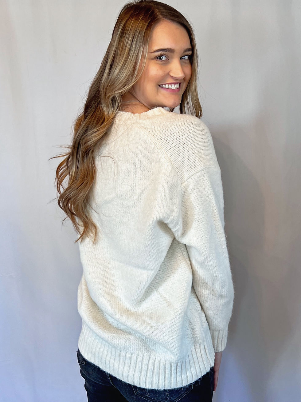 Thumbnail:  Ivory V-Neck Sweater