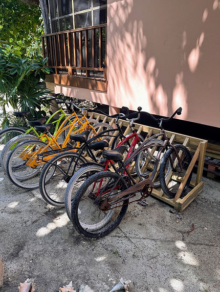Bikes are included with each rental and are on a rack on the side of the house.