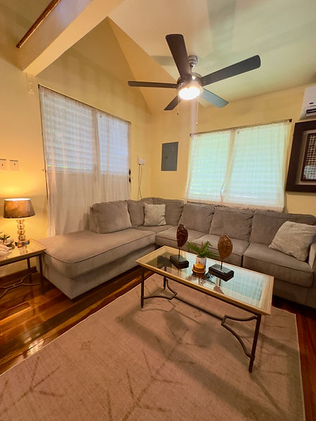 Sitting area that turns into a queen-sized bed if needed.