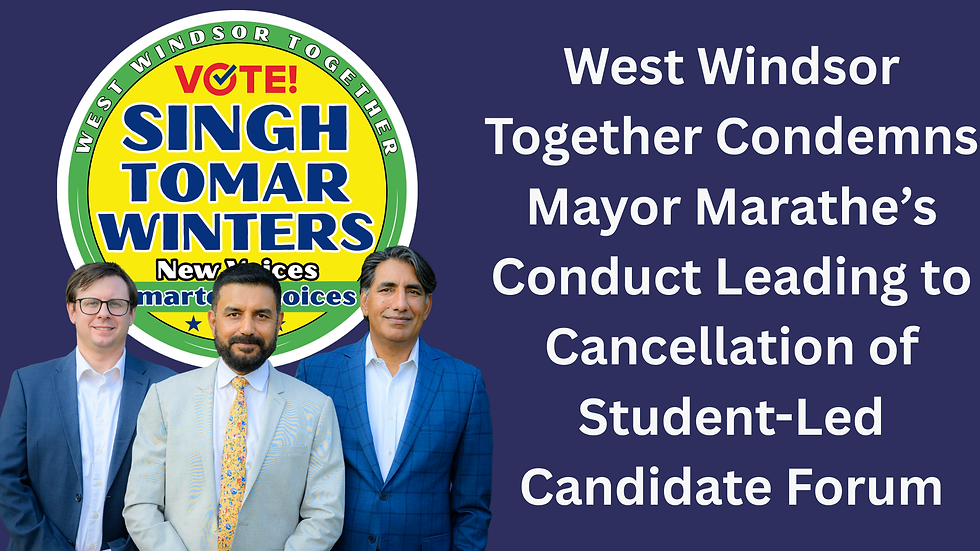 West Windsor Together Condemns Mayor Marathe’s Conduct Leading to Cancellation of Student-Led Candidate Forum