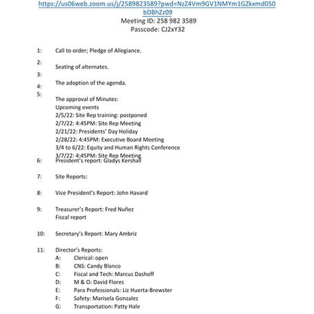 RESPA Site Rep Meeting Agenda - 02/07/2022