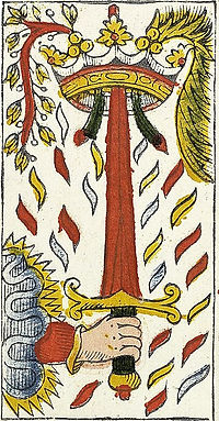 Carte de Tarot - As d'épée - P. Madenié