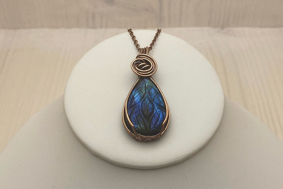 Thumbnail: Carved Labradorite and Copper Pendant Necklace 
