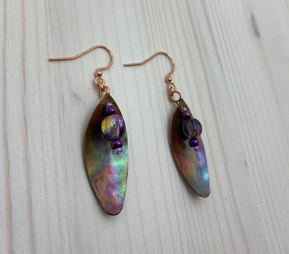 Thumbnail: Fire Painted Earrings with Purple Beads