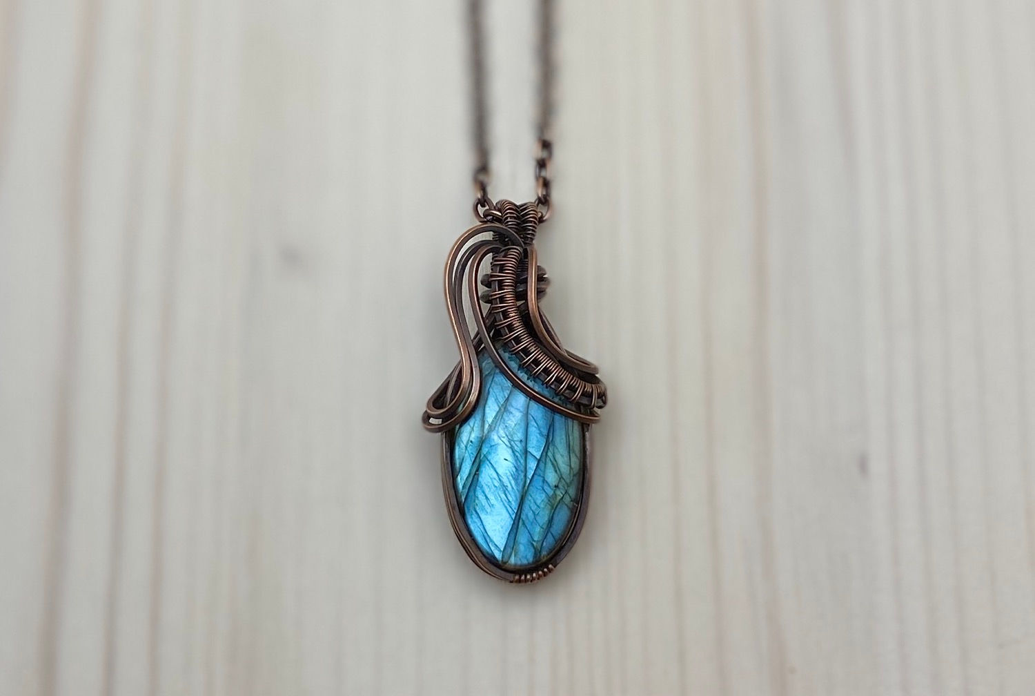 Copper and Blue Labradorite Necklace