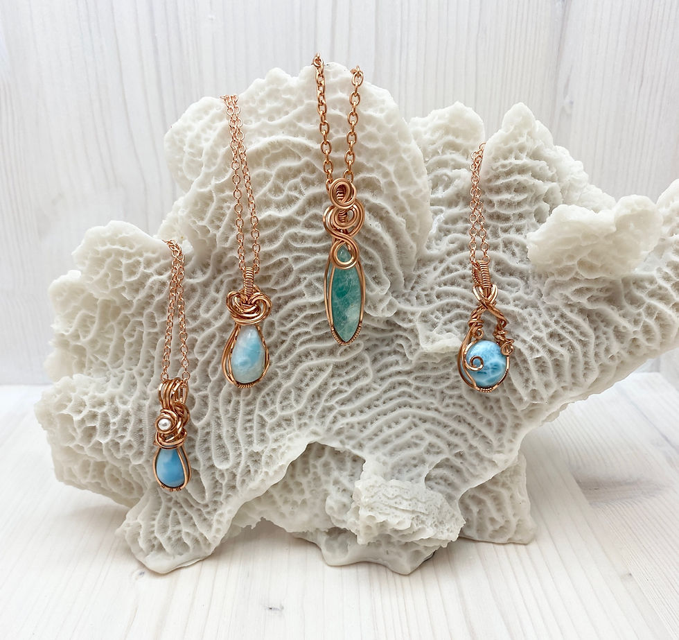 Thumbnail: Larimar and Copper Teardrop Pendant Necklace