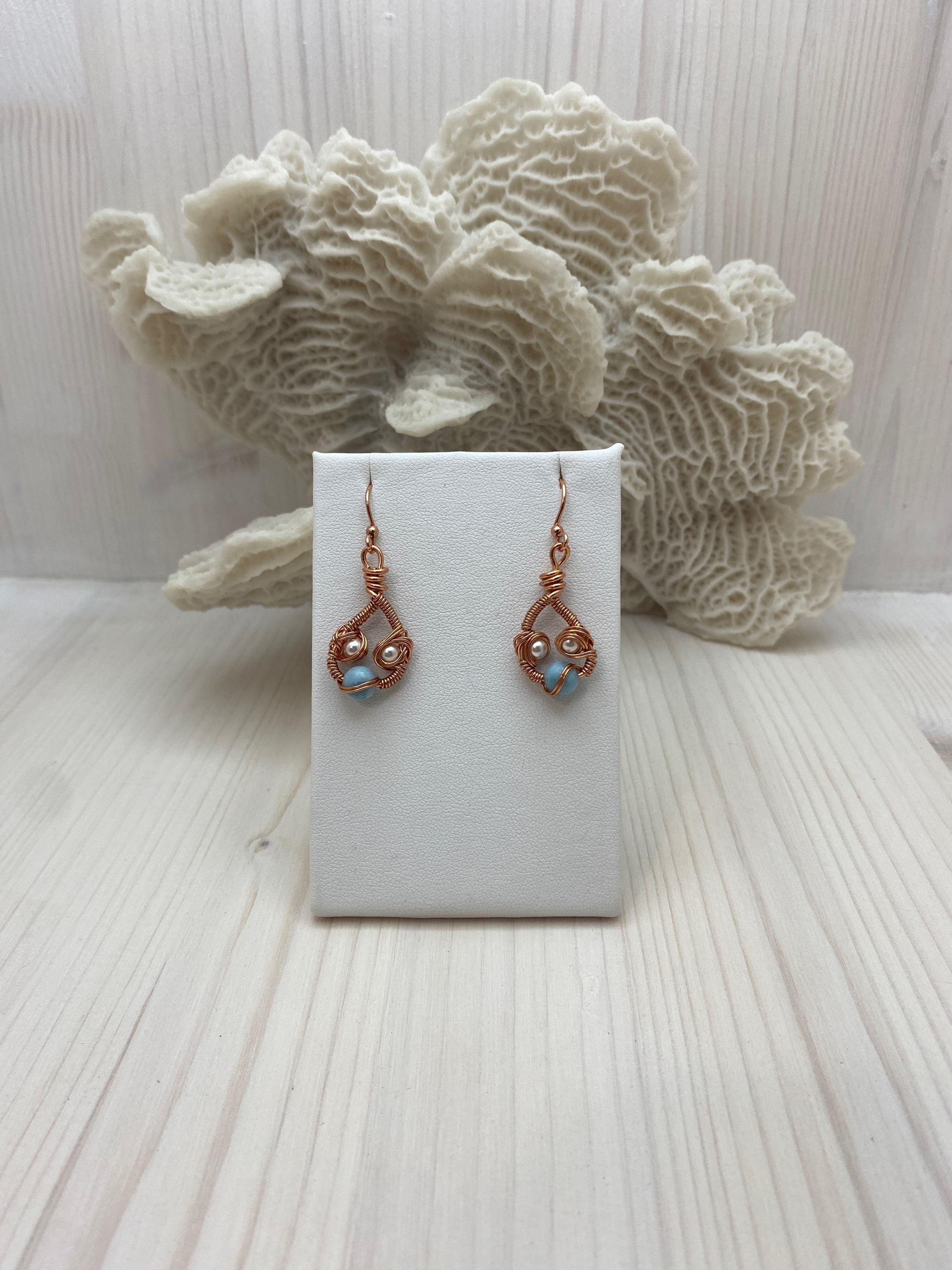 Larimar and Pearl Earrings 