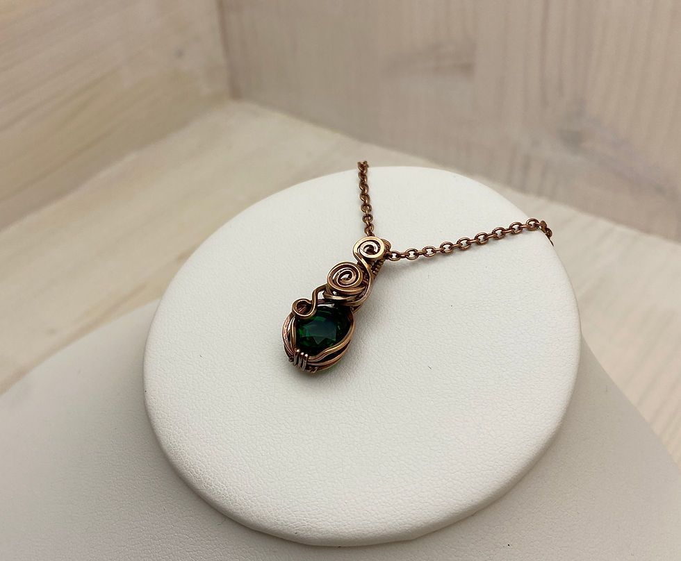 Thumbnail: Emerald and Copper Pendant Necklace 