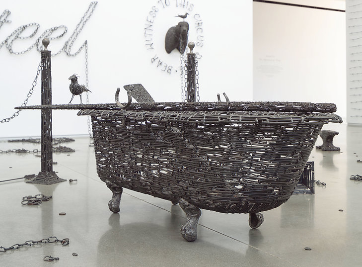 tubboat, bouqet, stool, pistol, grackle, chains, bear, american steel, bisbee, john, cmca, nails, art, sculpture, political art