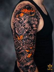 Skull & Roses Arm Sleeve Tattoo