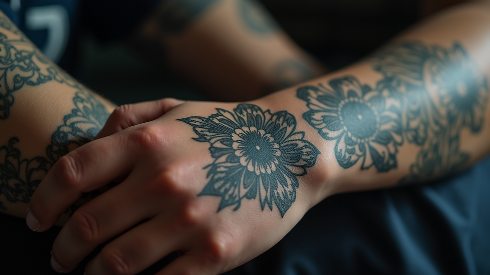 Eye-level view of a beautifully inked tattoo on a person's arm