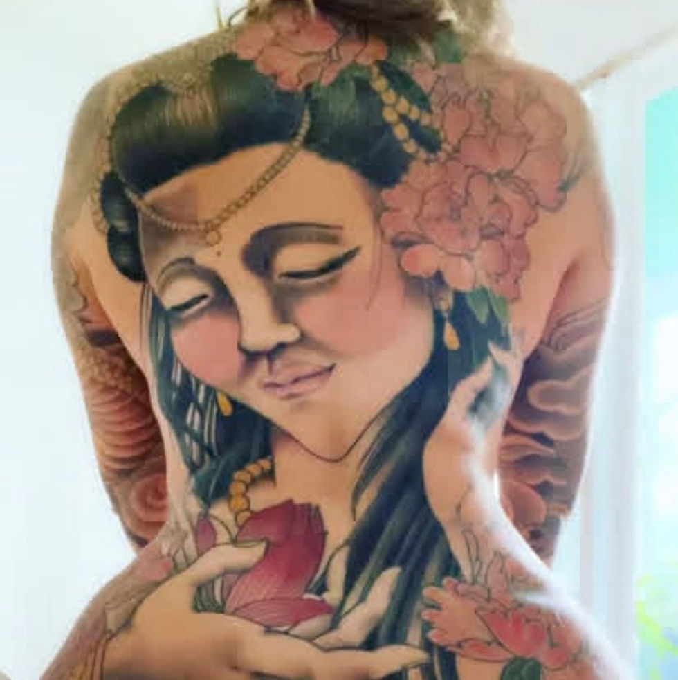 full back tattoo of a Goddess