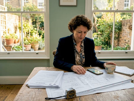 Homeowner reviewing plans at kitchen table
