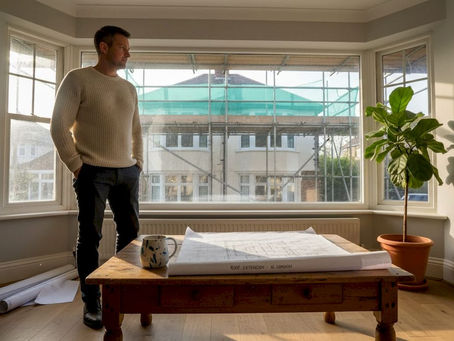 Homeowner observing roof extension in West London