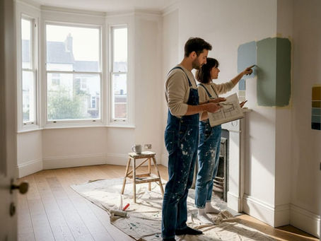 Couple reviewing London home refurbishment