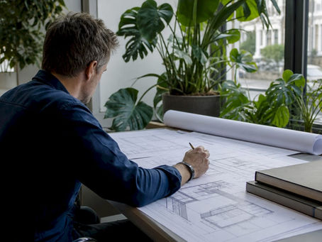 Architect reviewing cellar conversion plans