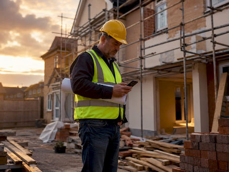 Site manager reviewing Acton house refurbishment