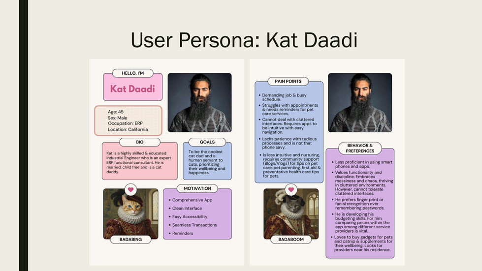 A presentation slide on pet app