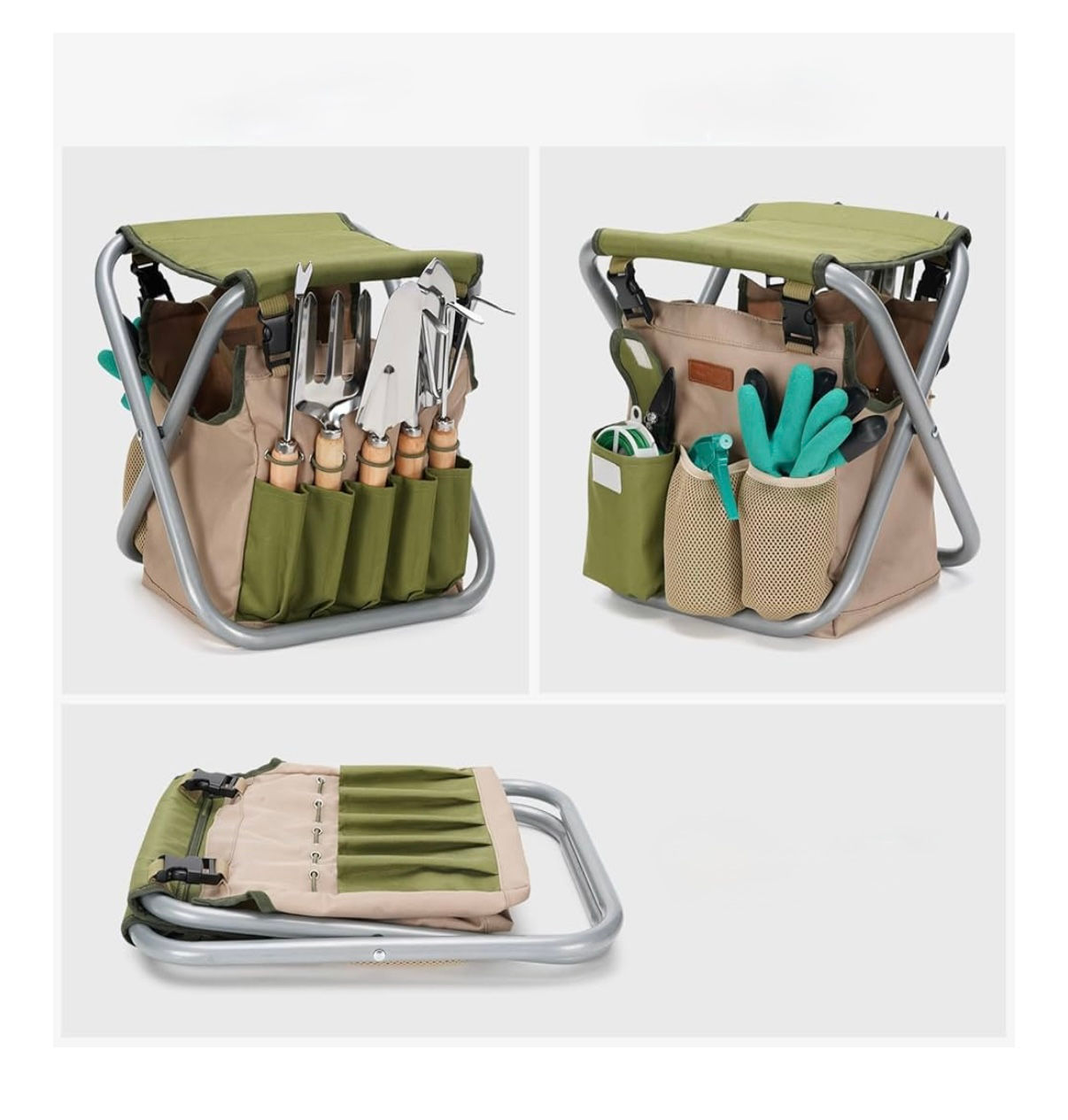 Gardeing Bag With Tools And Foldable Chair