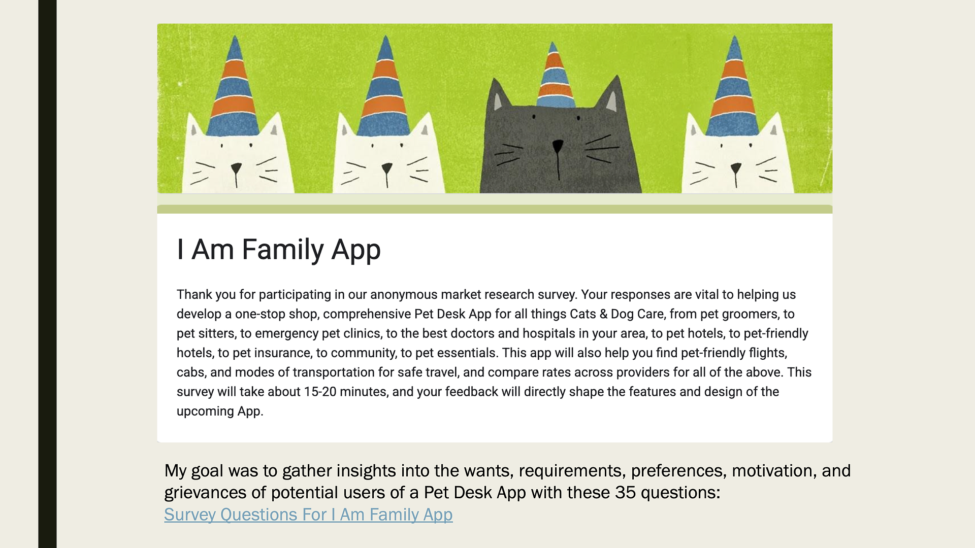 A presentation slide on pet app