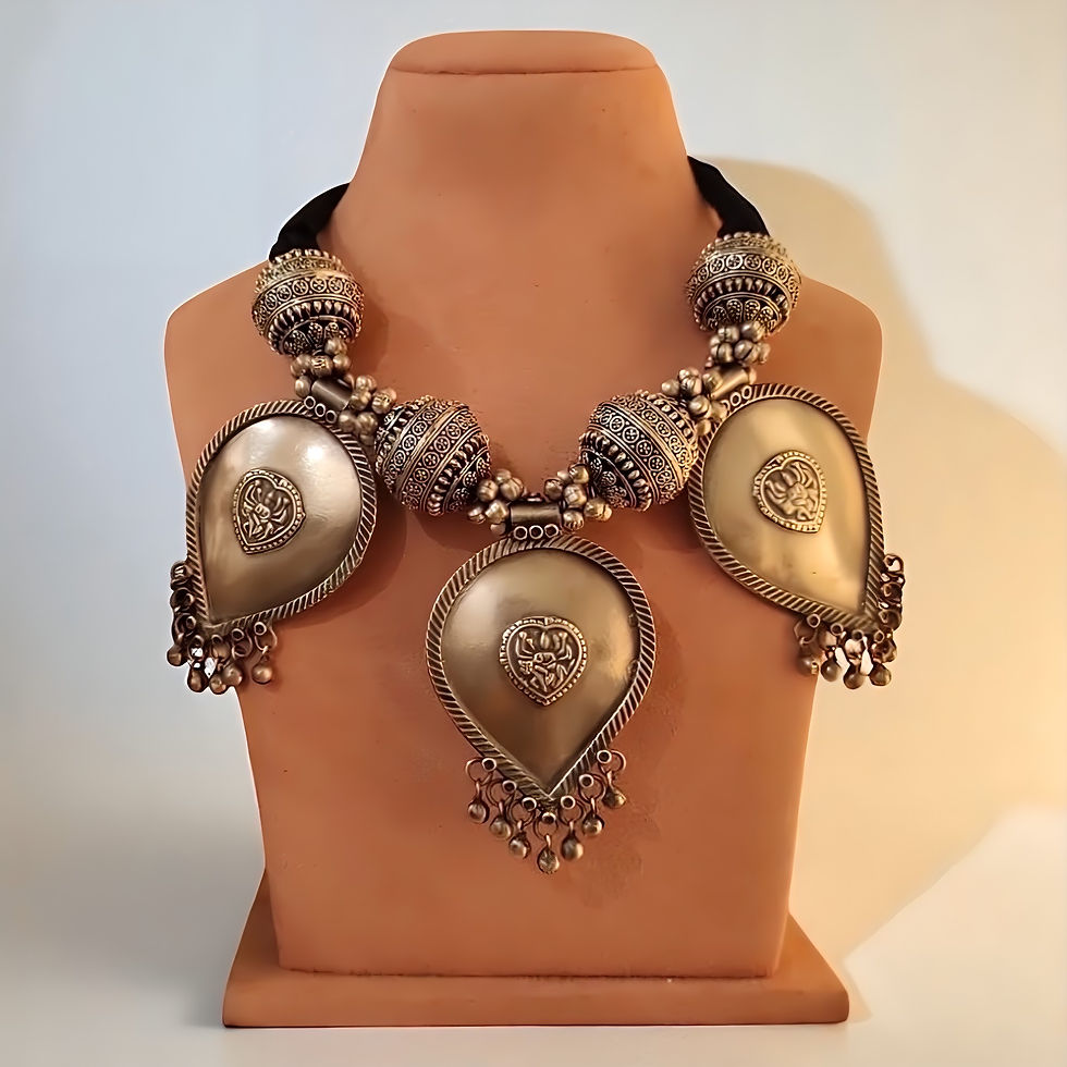 Oxideized Metal Dual Tone Necklace