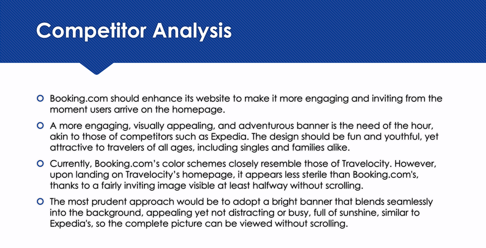 Presentation slide for booking.com