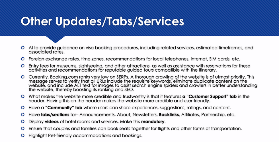 Presentation slide for booking.com