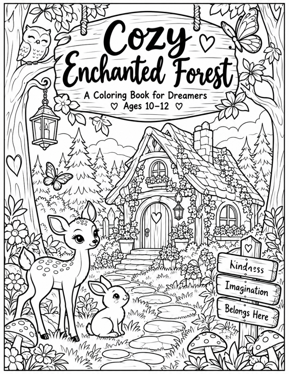 Cozy Enchanted Forest Coloring Book