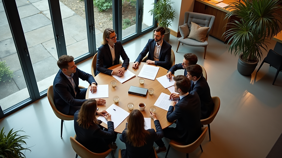 Imagem aérea de um encontro presencial da Confraria de Negócios com empreendedores interagindo em um ambiente descontraído
