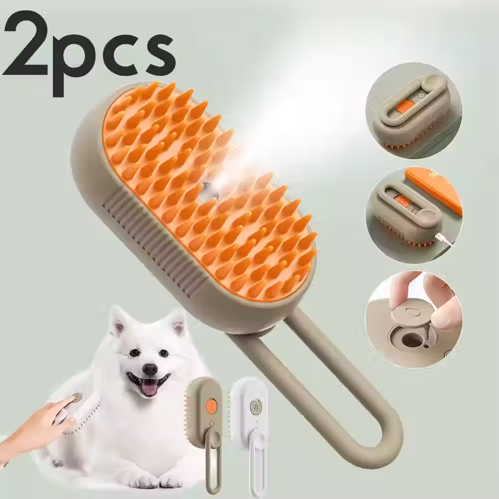 1~2pcs Steam Pet Brush 3-in-1 Massage Dog Steamy Brush Spray