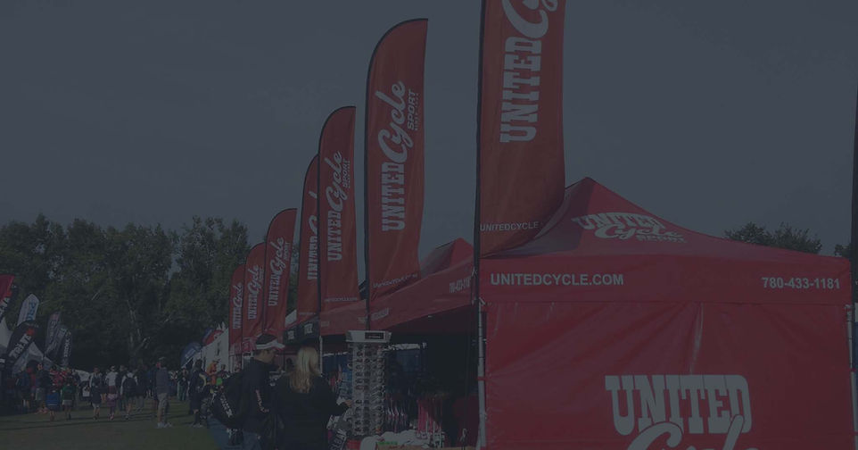 flags and tents at outdoor event