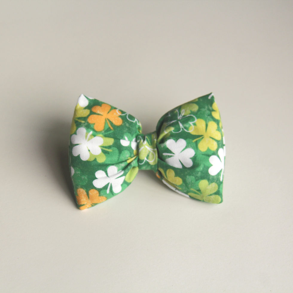 green clovers st patricks cotton pet bow tie for dogs and cats front view