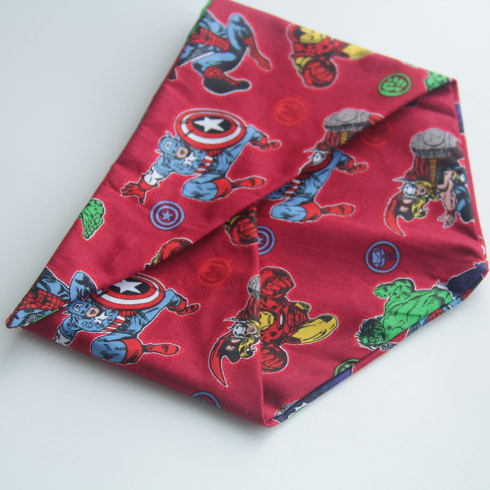 red avengers cotton pet bandana for dogs and cats detail
