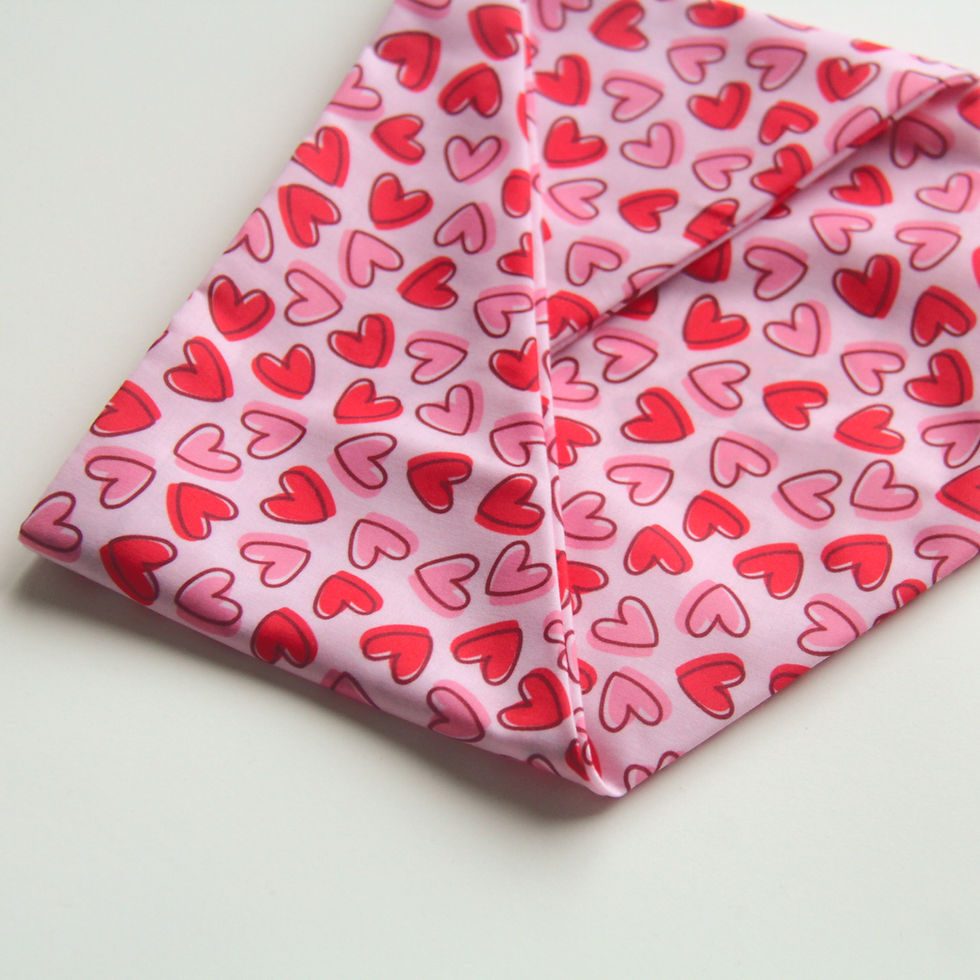 Thumbnail: red pink hearts cotton pet bandana for dogs and cats detail view